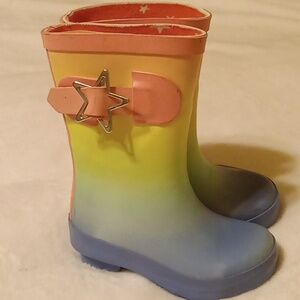 Kids Star Multicolor Rainbow Rain Boots Size 5/6